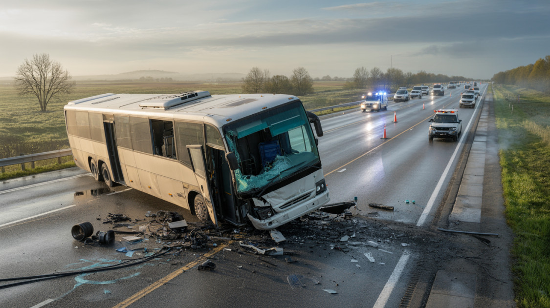 Súlyos buszbaleset történt a 4-es főúton