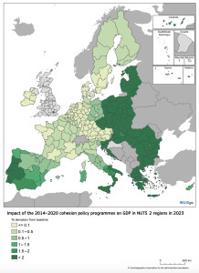 A 2014-2020-as ciklus kohéziós politikájának hatása az egyes régiók GDP-jére