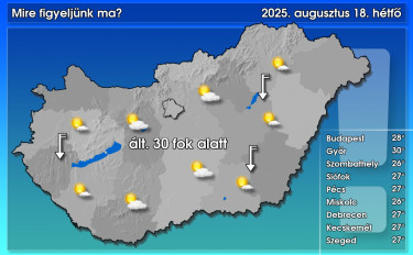 időjárás-előrejelzés-hőmérséklet-hétfő-magyarország