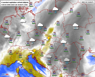 időjárás-szombat-előrejelzés-hőmérséklet-csapadék-térkép