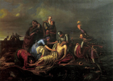 Orlai Petrich Soma: II. Lajos testének megtalálása (1851). Forrás: Wikimedia Commons